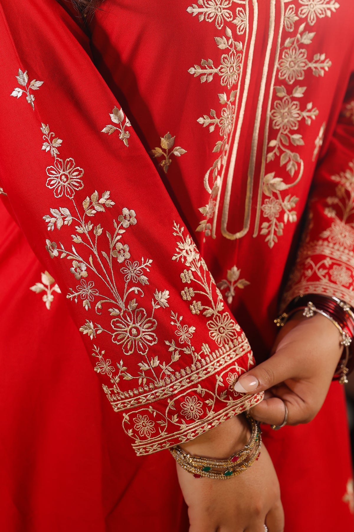 Elara - Red Embroidered Premium LawnTwo-Piece