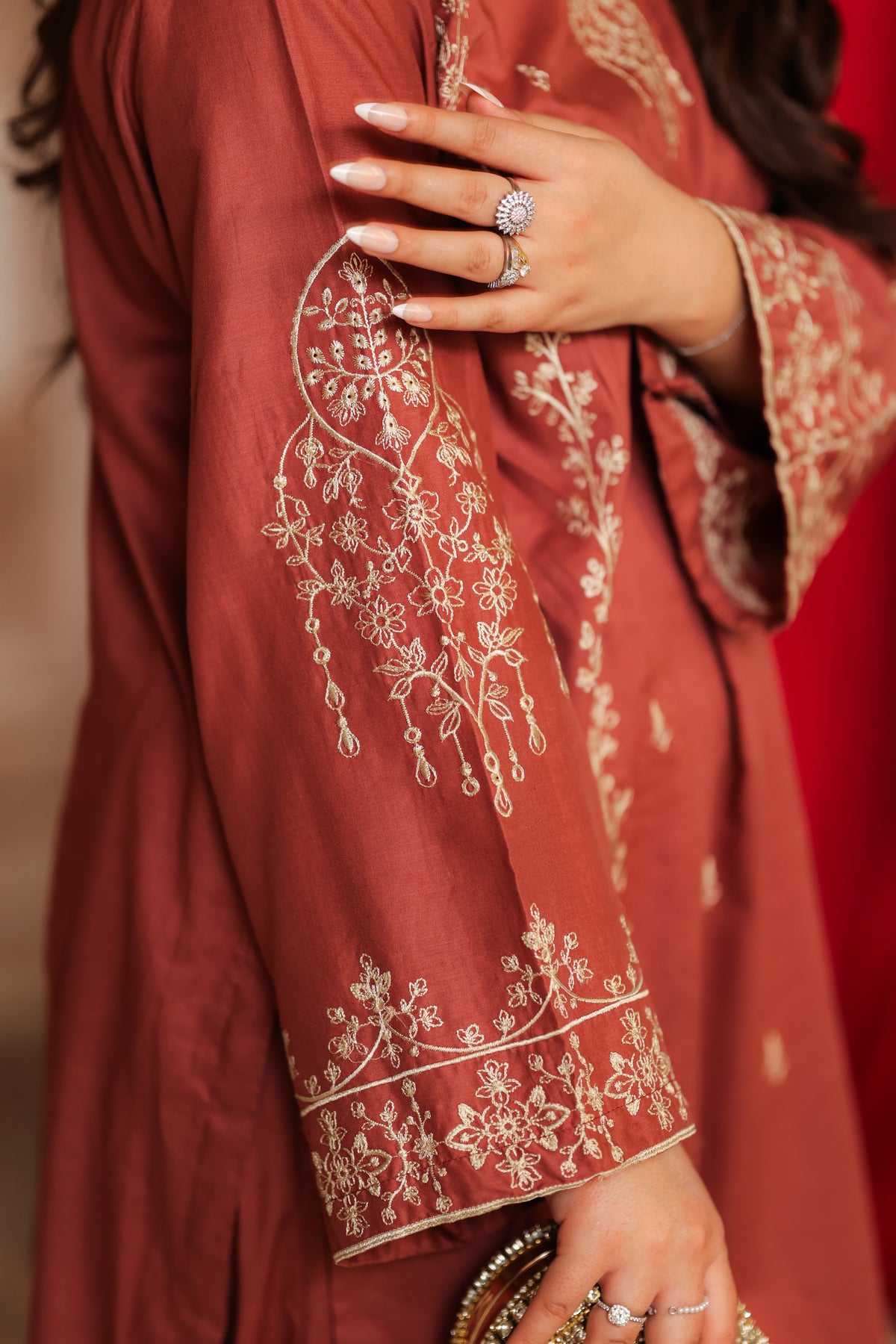 Ember - Rust/brown Embroidered Premium Lawn Two-Piece