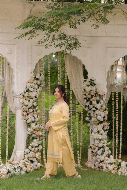 Yellow Embroidered Premium Lawn Two-Piece