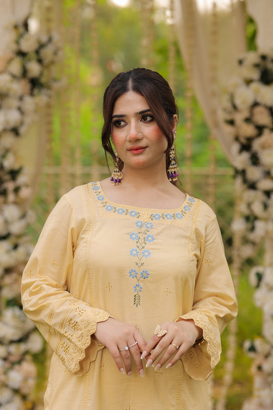 Yellow Embroidered Premium Lawn Two-Piece