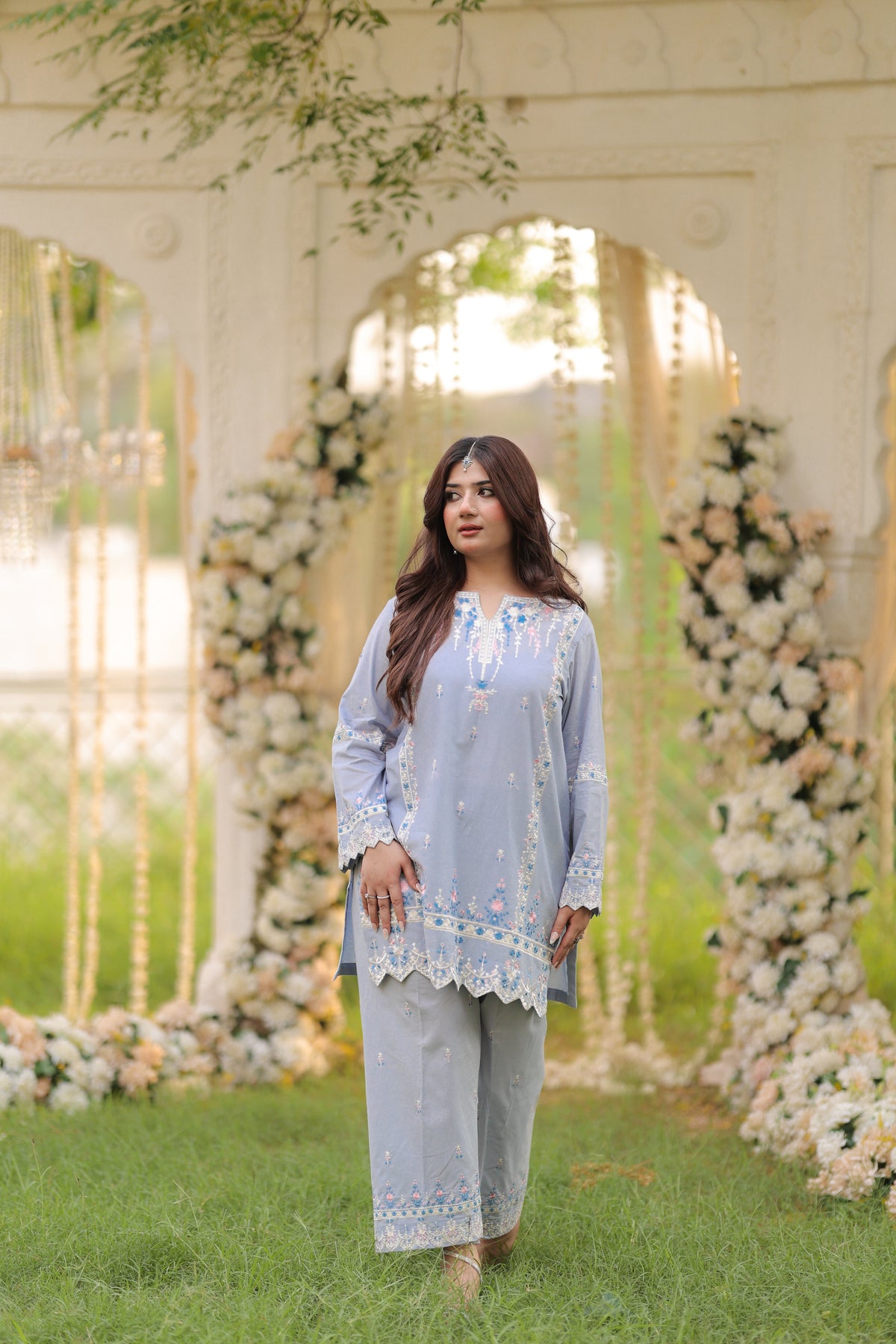 Serene - Light  Blue Embroidered Premium LawnTwo-Piece