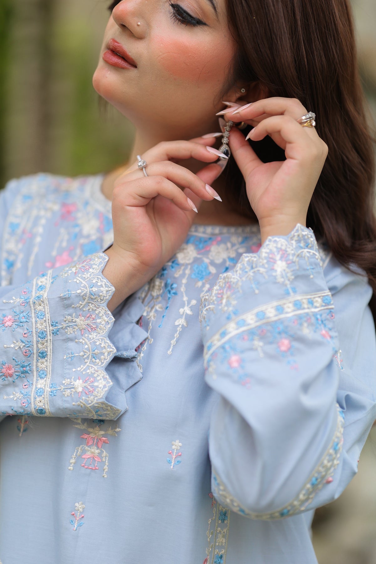 Serene - Light  Blue Embroidered Premium LawnTwo-Piece