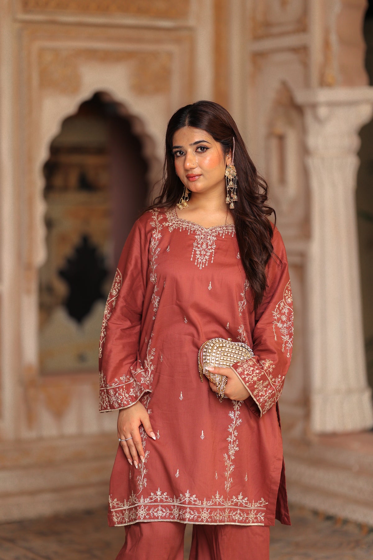 Ember - Rust/brown Embroidered Premium Lawn Two-Piece
