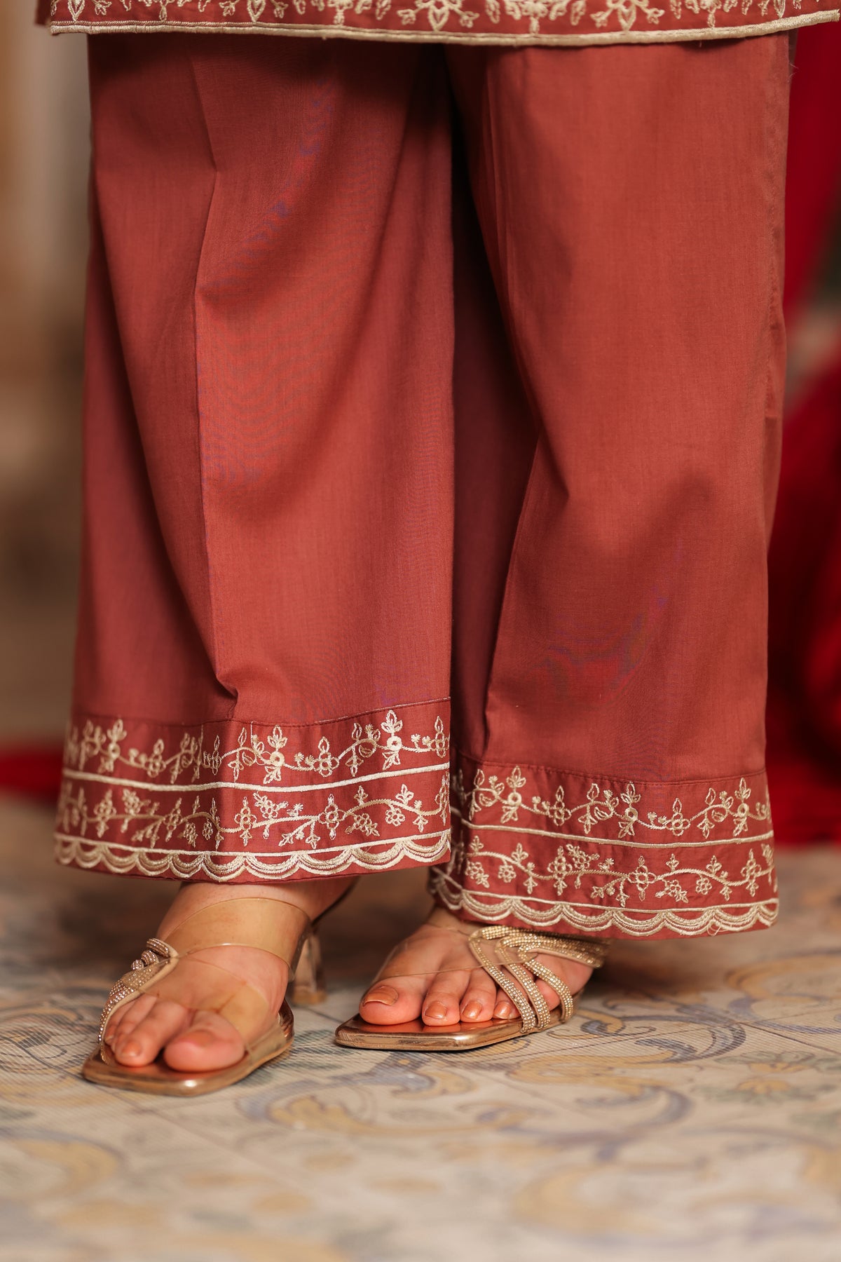 Ember - Rust/brown Embroidered Premium Lawn Two-Piece